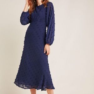 Michaela Textured Midi Dress - Navy blue